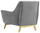 Tufted Armchair Accent Chair, Velvet, Gray, Modern, Lounge Hospitality