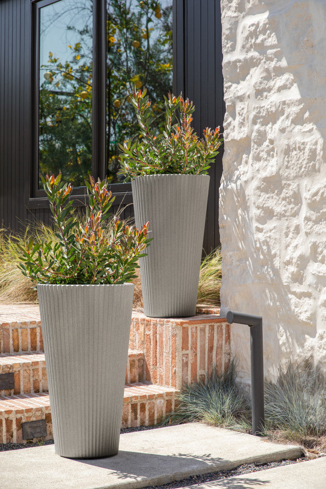Veradek Demi Series Tall 26" Planter, Gray, 2 Pack