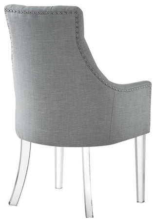 Posh Colton Linen Fabric Dining Chair with Acrylic Legs - Light Gray (Set of 2)