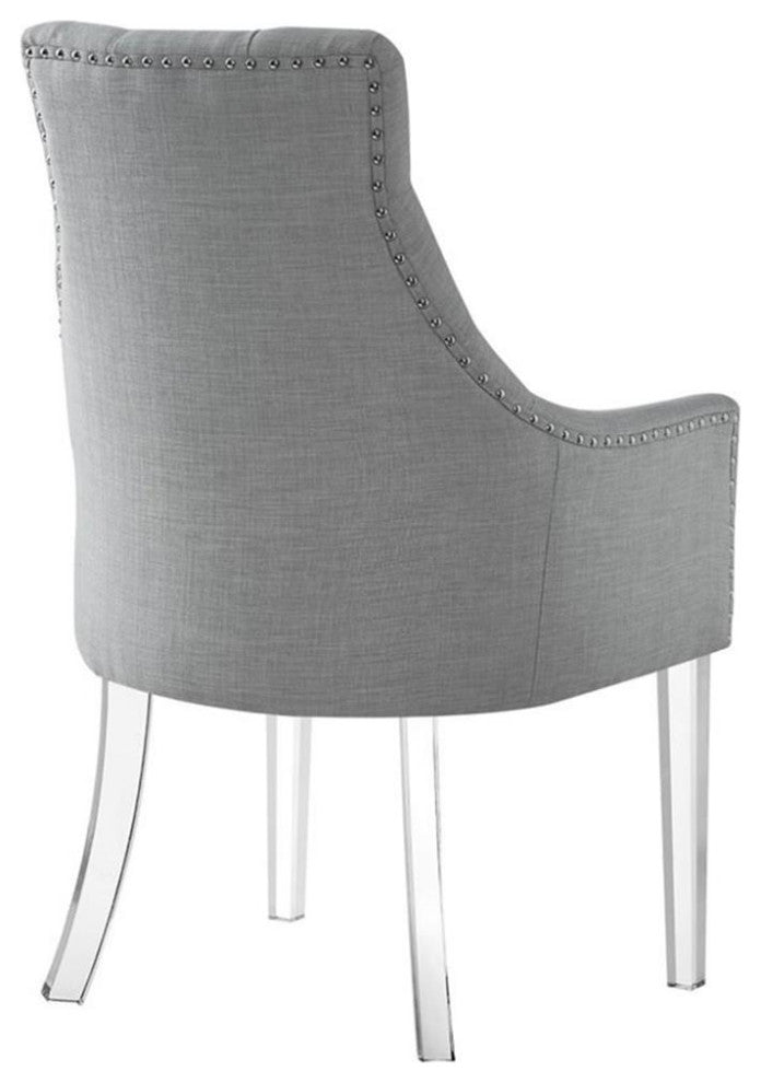 Posh Colton Linen Fabric Dining Chair with Acrylic Legs - Light Gray (Set of 2)