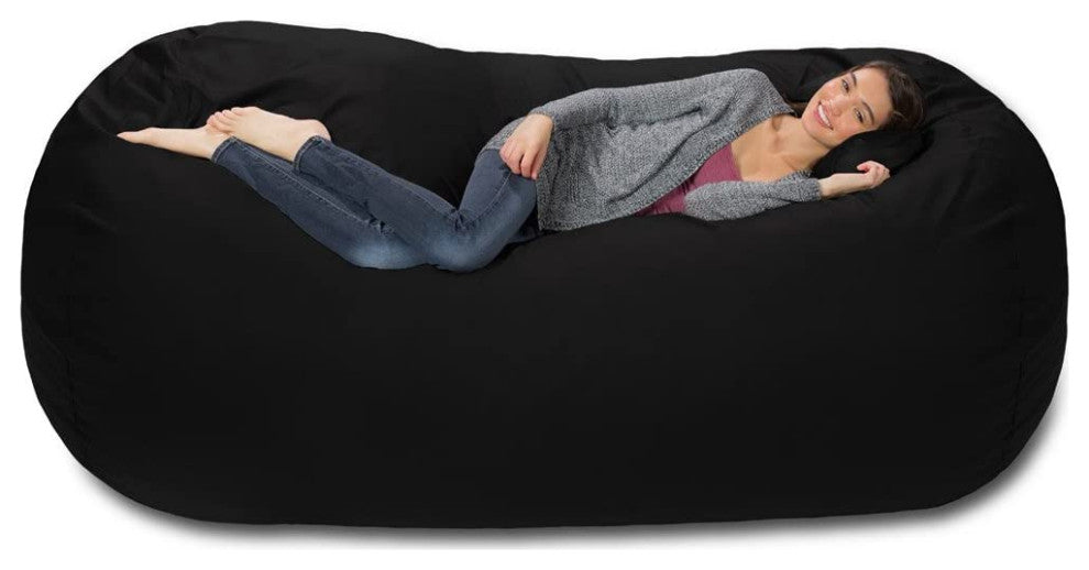 Comfortable Bean Bag Chair, Memory foam With Washable Faux Leather Cover, Black