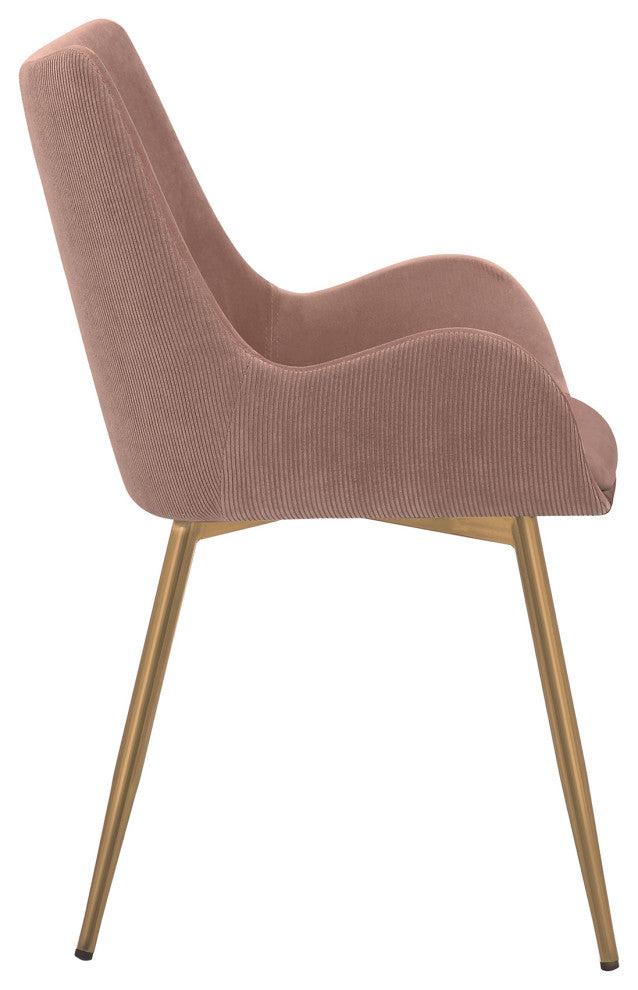 Avery Fabric Dining Room Chair With Gold Legs, Pink