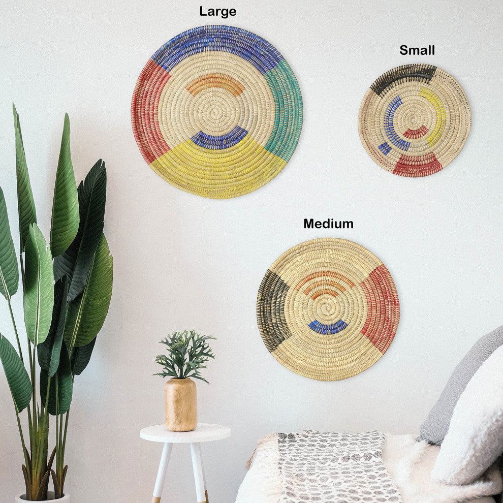 Palm Tray Plate and Wall Art, Artisan Crafted, Malawi, Multicolor, 15.75"