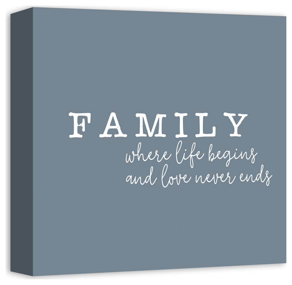 Family Where Life Begins 12x12 Canvas Wall Art