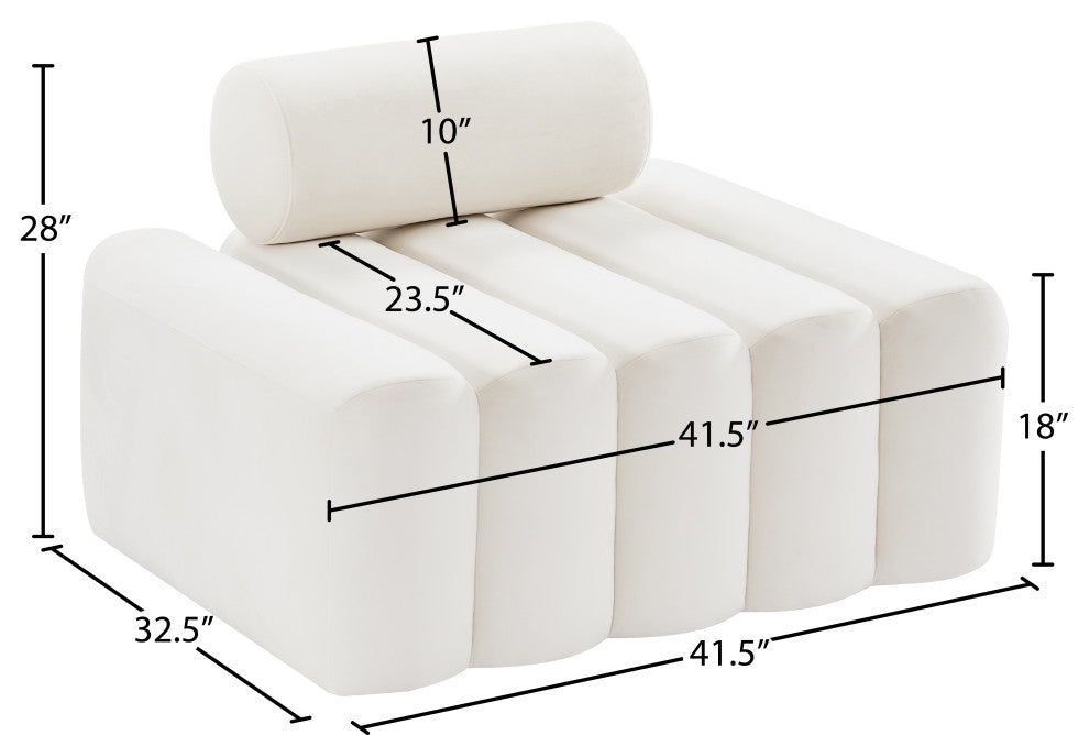 Melody Velvet Upholstered Chair, Cream, Chair