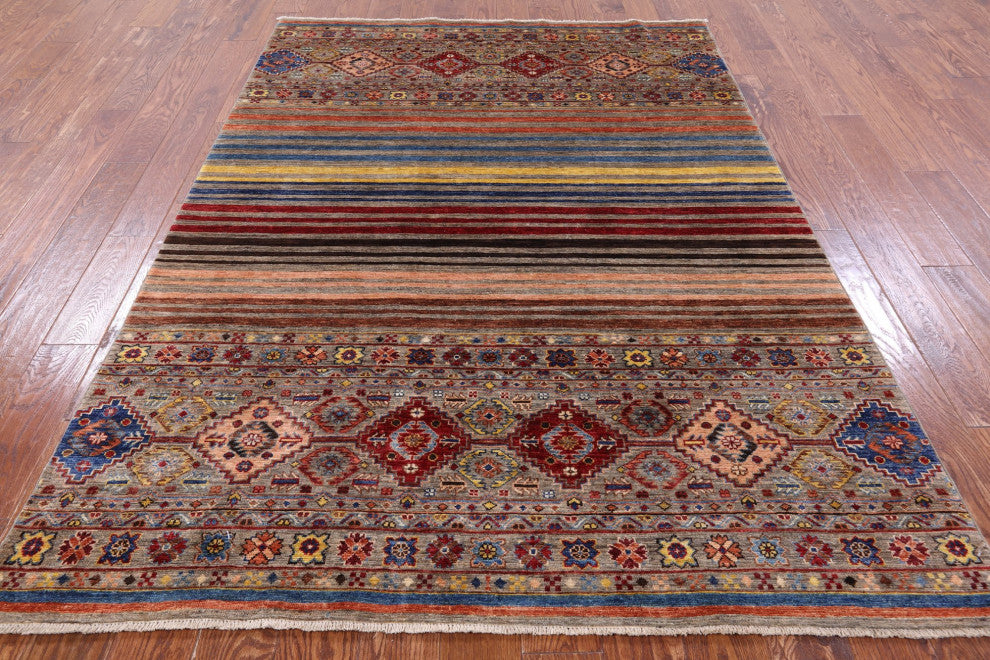 5' 5" X 7' 8" Super Kazak Khorjin Handmade Rug Q7436