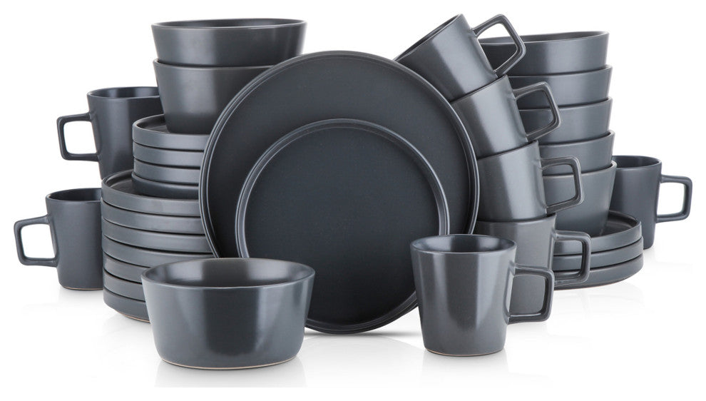 Stone Lain Celina Stoneware 32 Piece Dinnerware Set, Gray Matte