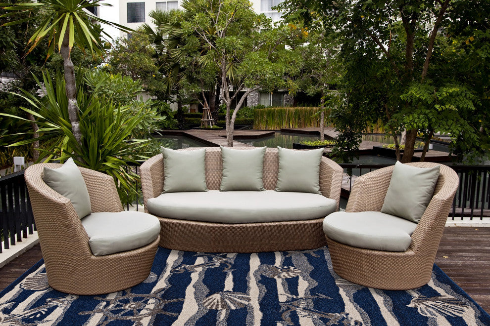 Lucia Ivory Seashore Indoor/Outdoor Accent Rug, Blue, 7'7" X 10'10"