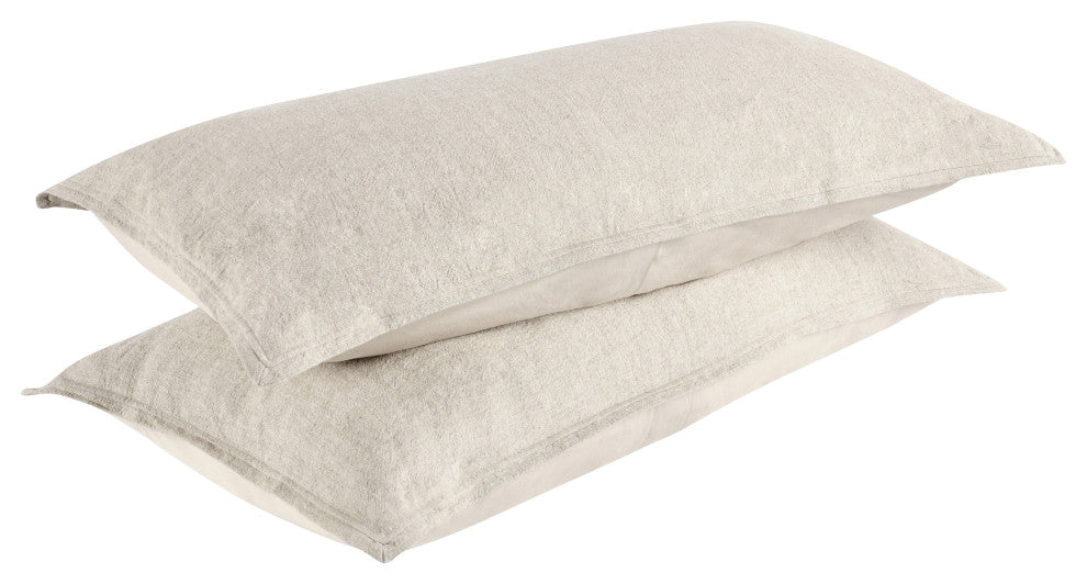 Talia Cotton Linen Blend Shams, Natural, Natural, King Sham