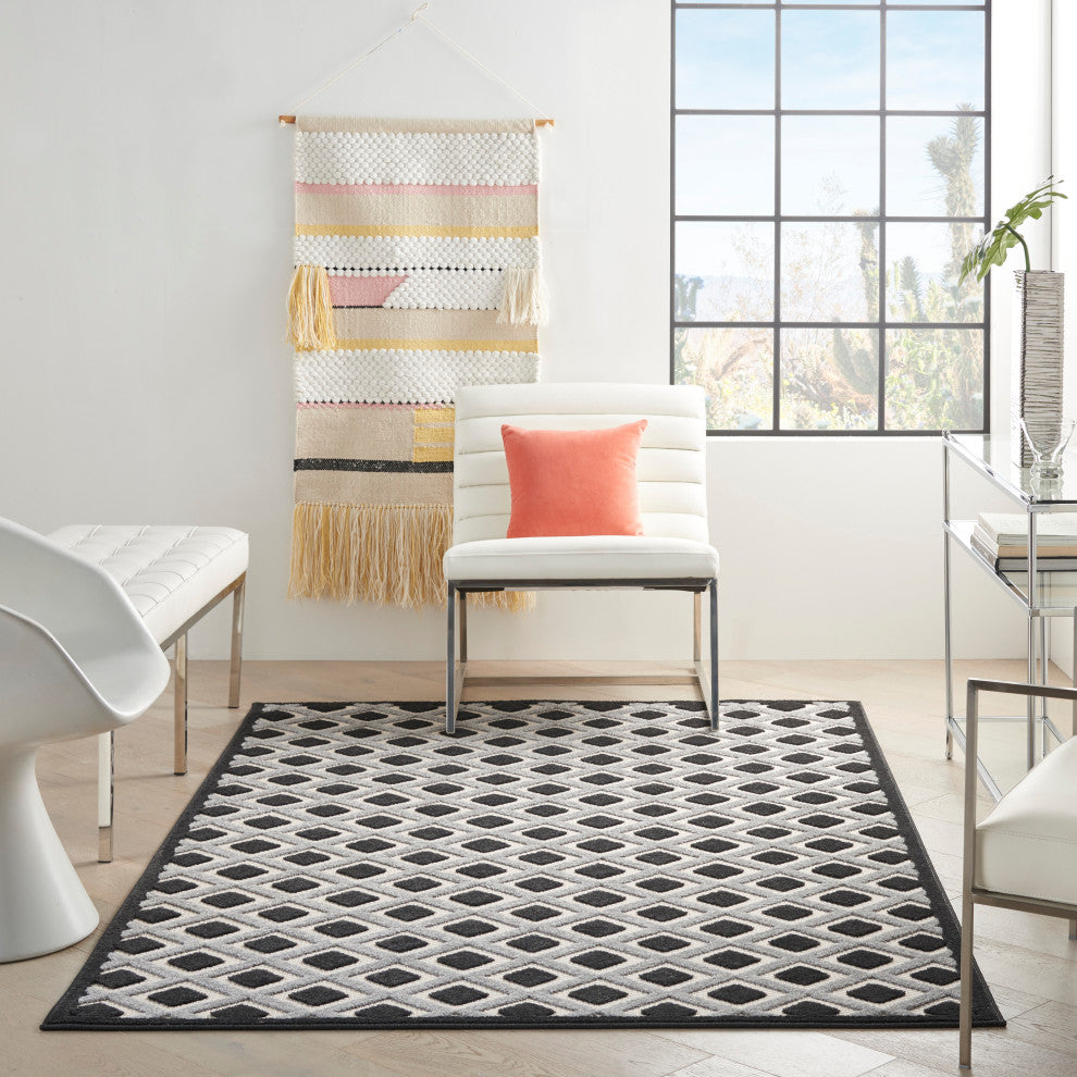 Nourison Aloha 6' x 9' Black White Modern Area Rug