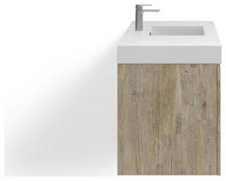 Boutique Bath Vanity, Natural Wood, 60", Single Sink, Wall Mount