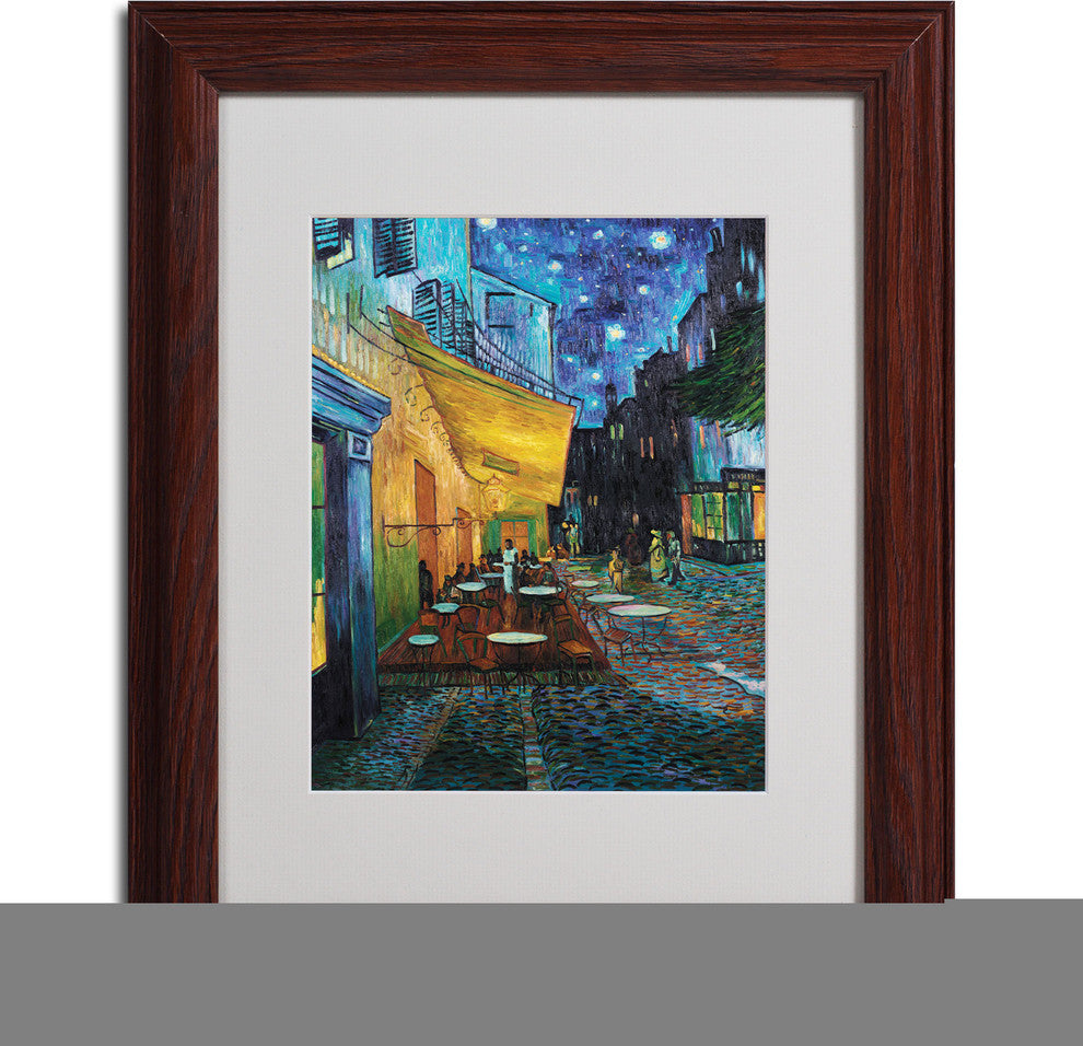 'Cafe Terrace' Matted Framed Canvas Art by Vincent van Gogh