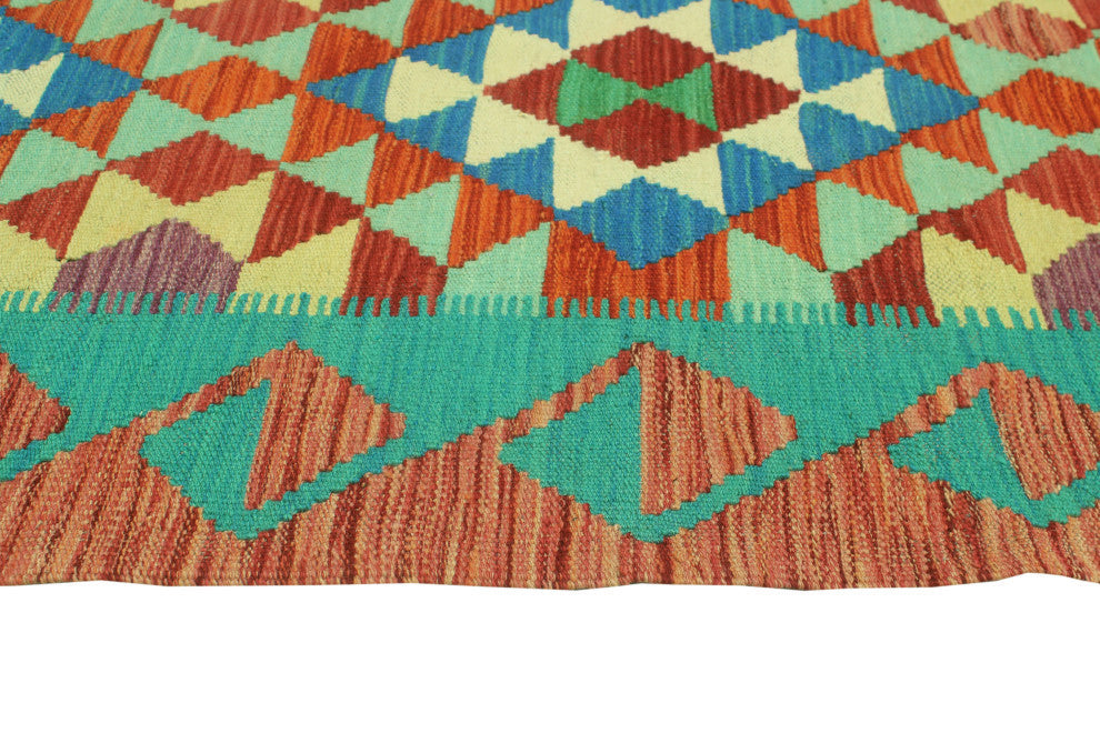 Sangat Kilim Jayme Red/Green Runner, 2'8x16'1