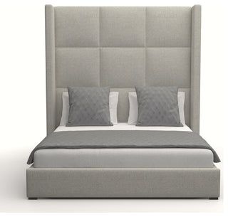 Nativa Interiors Aylet Square Tufted Bed, Gray, Queen, High 87"
