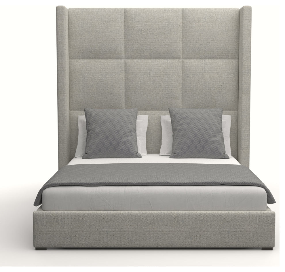 Nativa Interiors Aylet Square Tufted Bed, Gray, Queen, High 87"