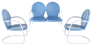 Griffith 3-Piece Metal Outdoor Conversation Seating Set, Sky Blue
