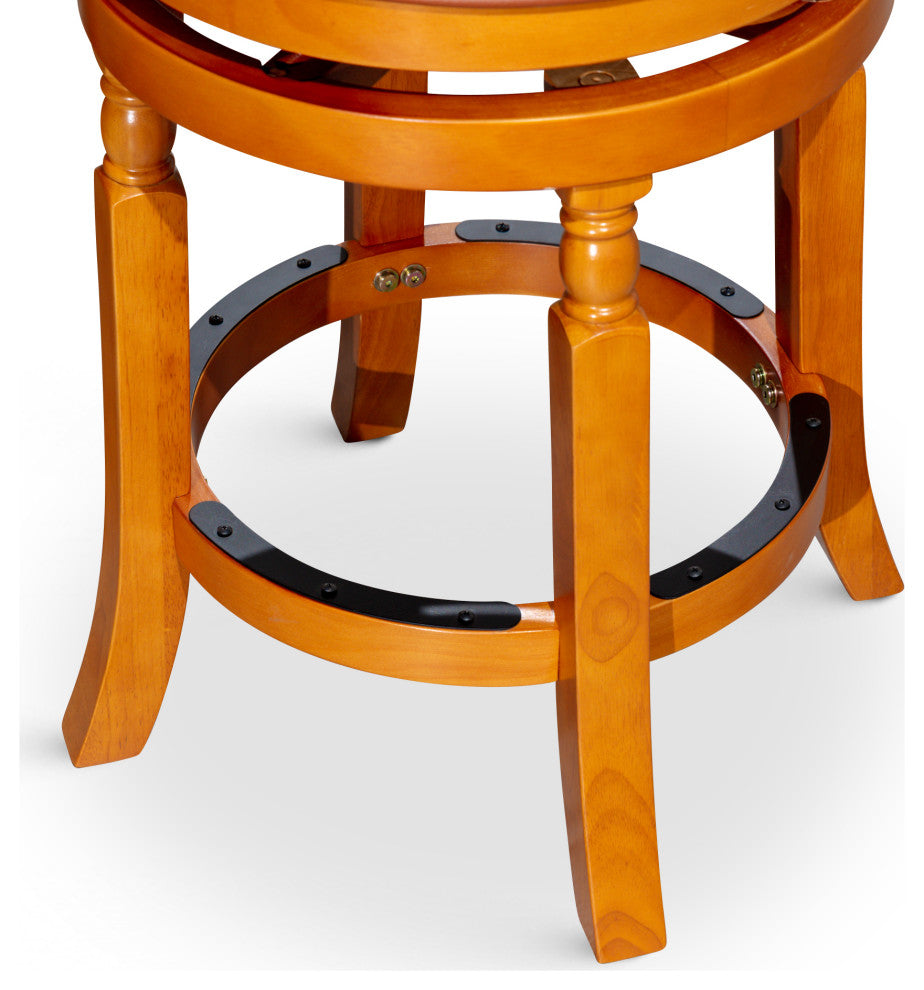 DTY Palmer Lake Swivel Stool, Natural/Saddle Leather Seat, 24" Counter Stool