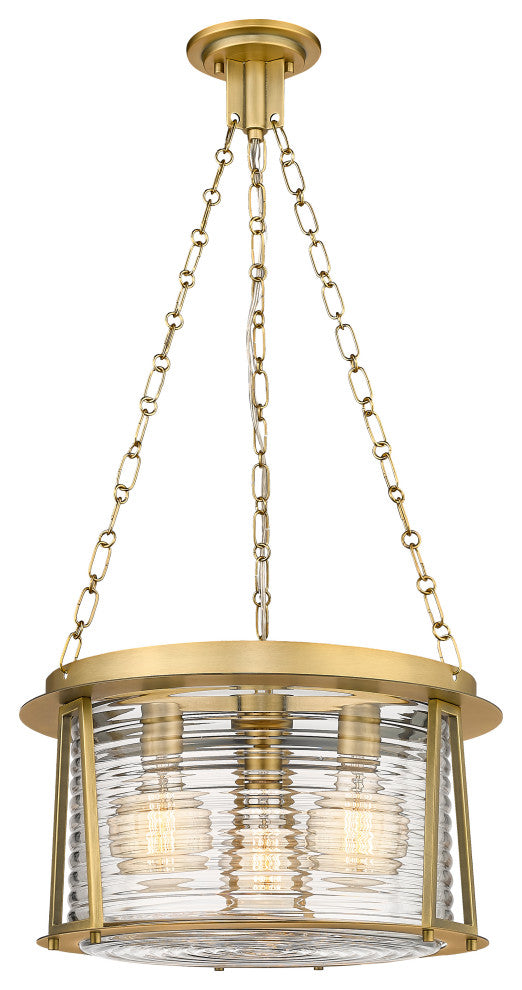 Z-LITE 3-Light Pendant, Rubbed Brass