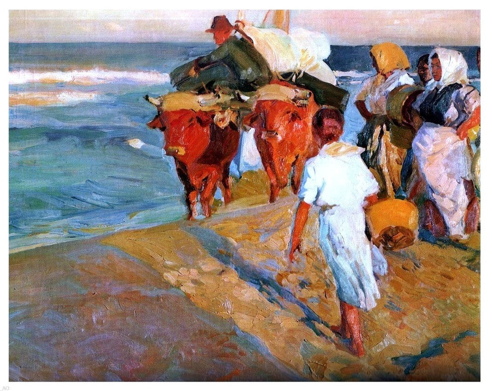 Joaquin Sorolla Y Bastida Sacando la Barca, 20"x25" Wall Decal