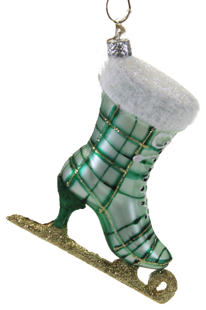 Holiday Plaid Ice Skate Tree Ornament Skating Olympics Blade