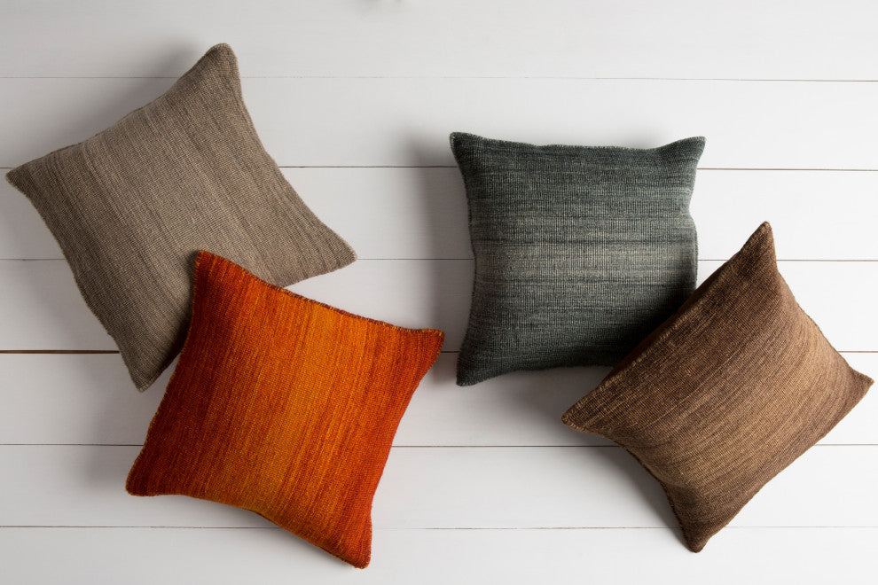 Surya Chaz CZ-002 20"x20" Pillow Kit, Camel/Dark Brown/Ivory