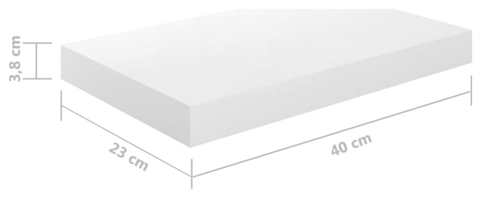 vidaXL Wall Shelves Floating Shelves Display Shelves 2 Pcs High Gloss White