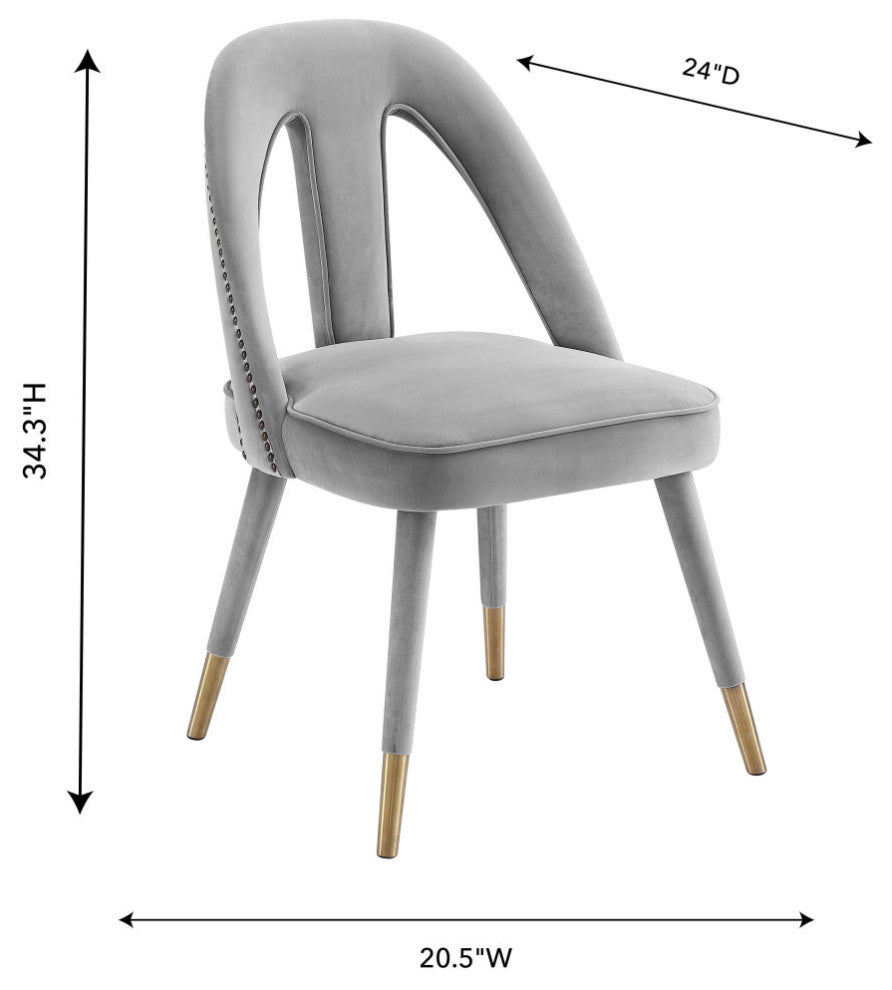 Petra Light Grey Velvet Side Chair