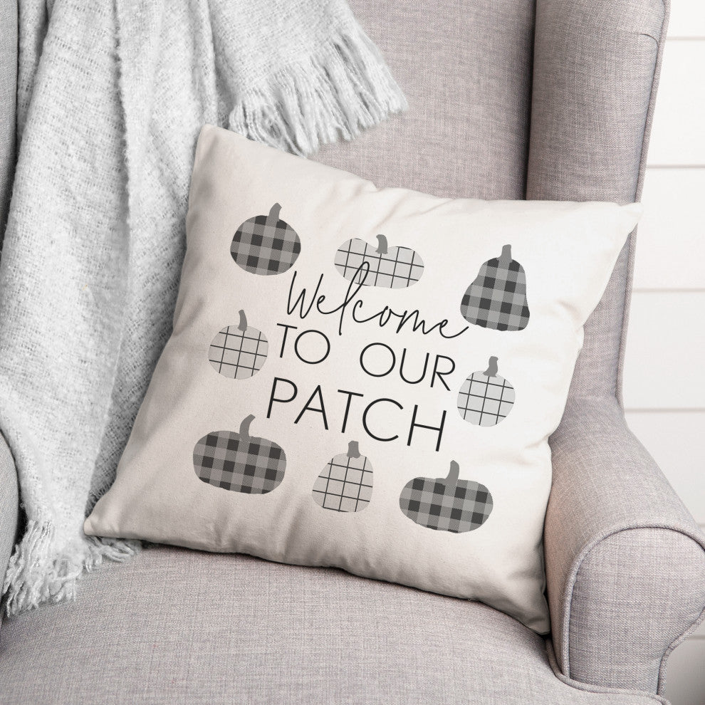 Welcome Checkered Pumpkins 20x20 Spun Poly Pillow