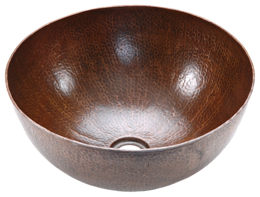 Premier Copper Products BSP1_VR15BDB 15" Round Vessel Copper Sink Package