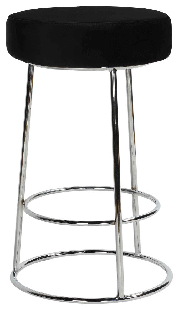 Bodiam Counterstool, Black Velvet, with Chrome, 24"