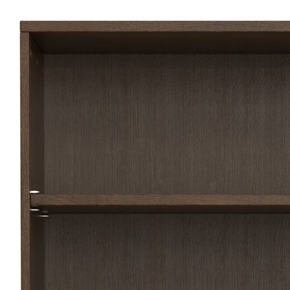 Harper Solid Hardwood 5 Shelf Bookcase, Walnut Brown