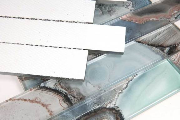 Mosaic Linear Glass Tiles, Shell Green