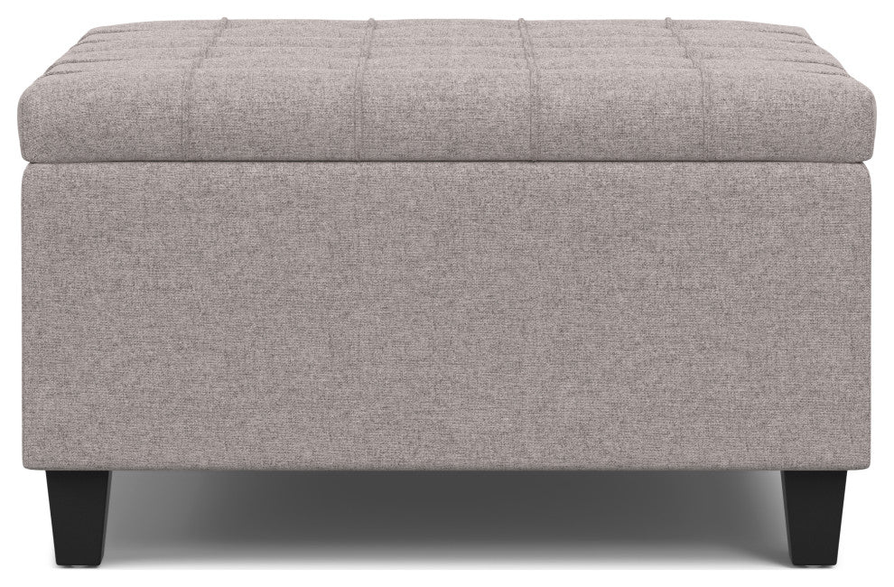 Harrison Small Square Coffee Table Storage Ottoman, Cloud Grey