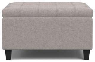 Harrison Small Square Coffee Table Storage Ottoman, Cloud Grey