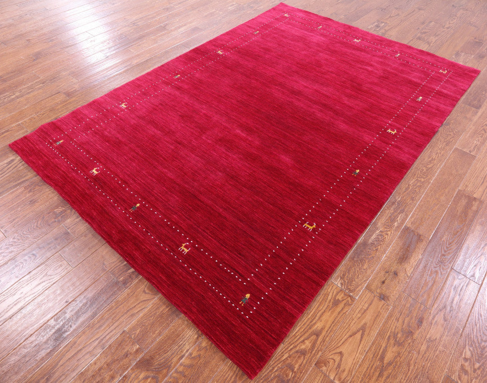 6' 0" X 9' 0" Persian Gabbeh Handmade Wool Rug - Q15218