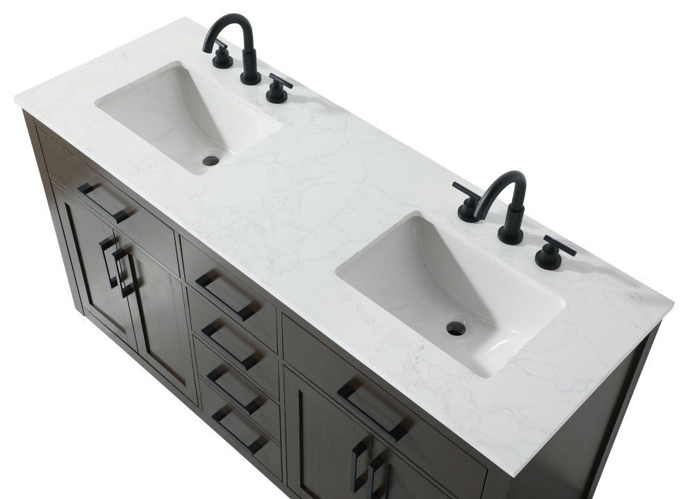 Home Living 60" Double Bathroom Vanity, Mocha Brown