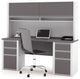 Bestar Connexion Credenza And Hutch, Slate And Sandstone