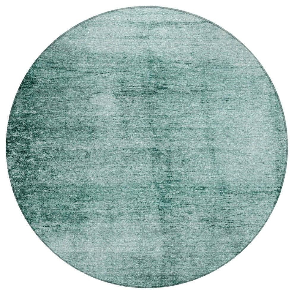 Machine Washable Indoor/Outdoor Chantille ACN1884 Teal 8' x 8' Round Rug