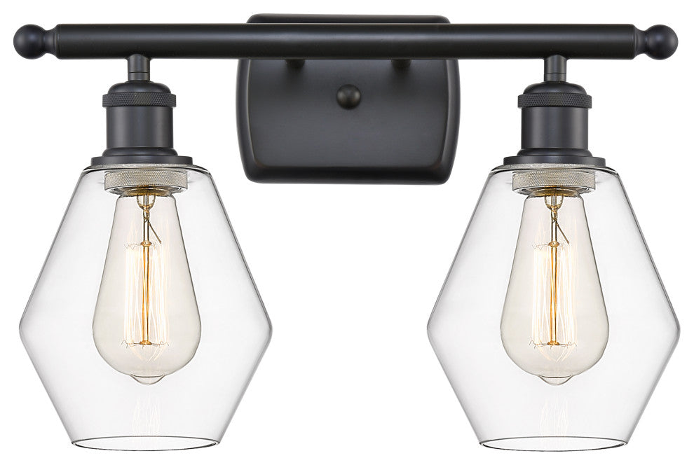 Innovations 516-2W-BK-G652-6 2-Light Bath Vanity Light, Matte Black
