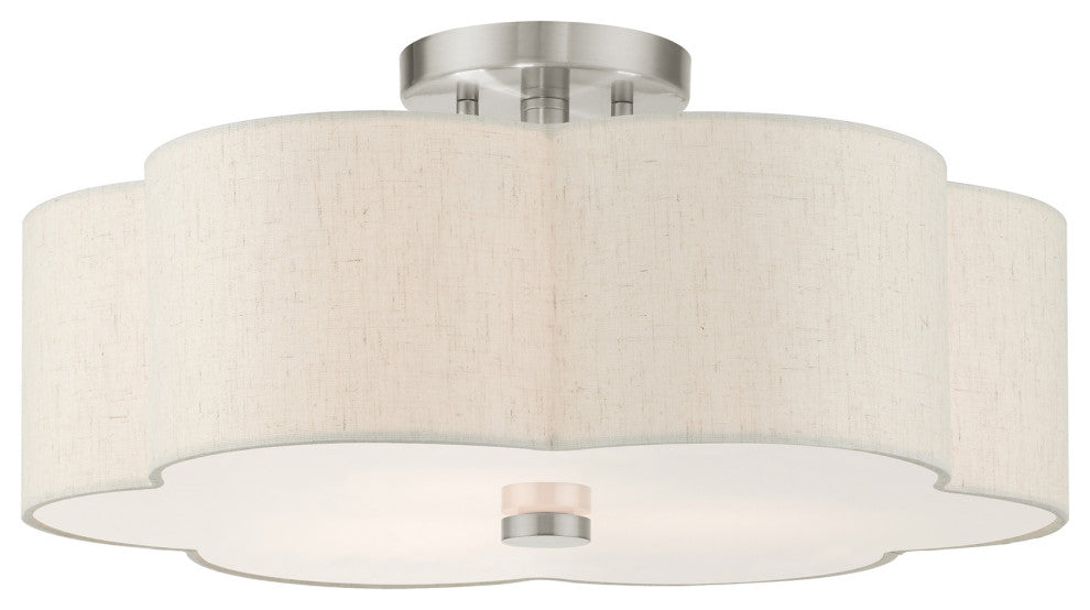 Brushed Nickel French Country, Floral, Transitional, Semi Flush