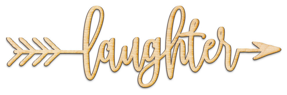 Laughter Right Arrow Wood Sign Home Decor Unfinished, 36"x11"