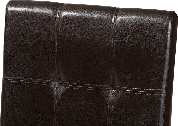 Avery Dark Brown Faux Leather Upholstered Dining Chair, Set of 2