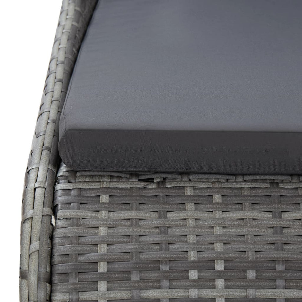 vidaXL Patio Bed Gray Poly Rattan Sun Lounger Outdoor Garden Seating Sunbed