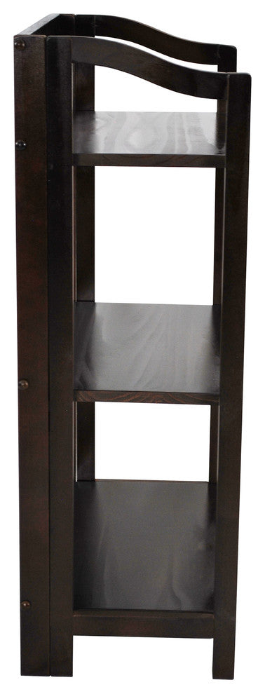 Stratford 3-Shelf Folding Bookcase, Espresso, 3-Shelf