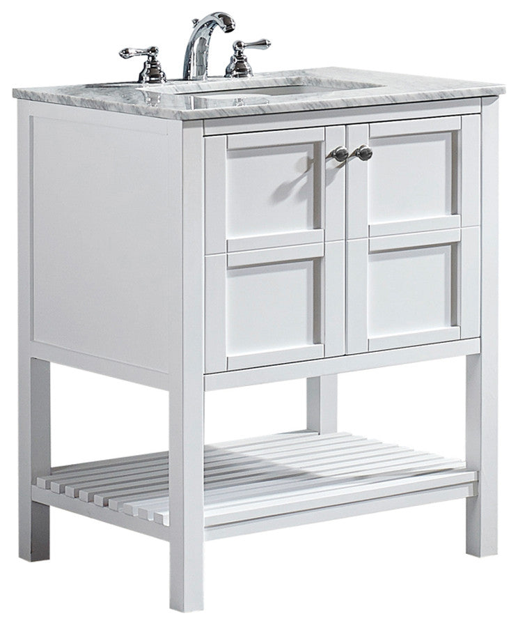 Florence 30" Single Vanity Carrara Marble, White, Without Mirror