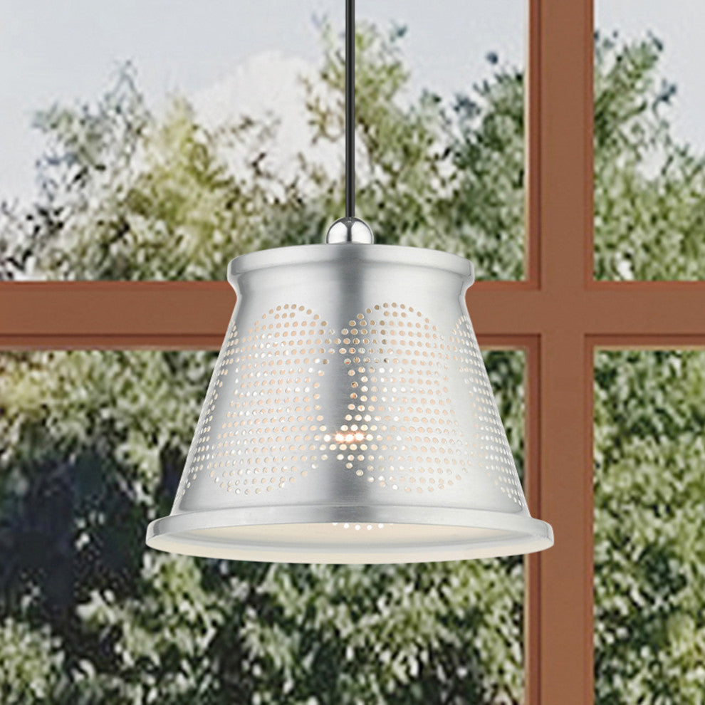 Livex Lighting Pendants 1 Light Brushed Aluminum Pendant