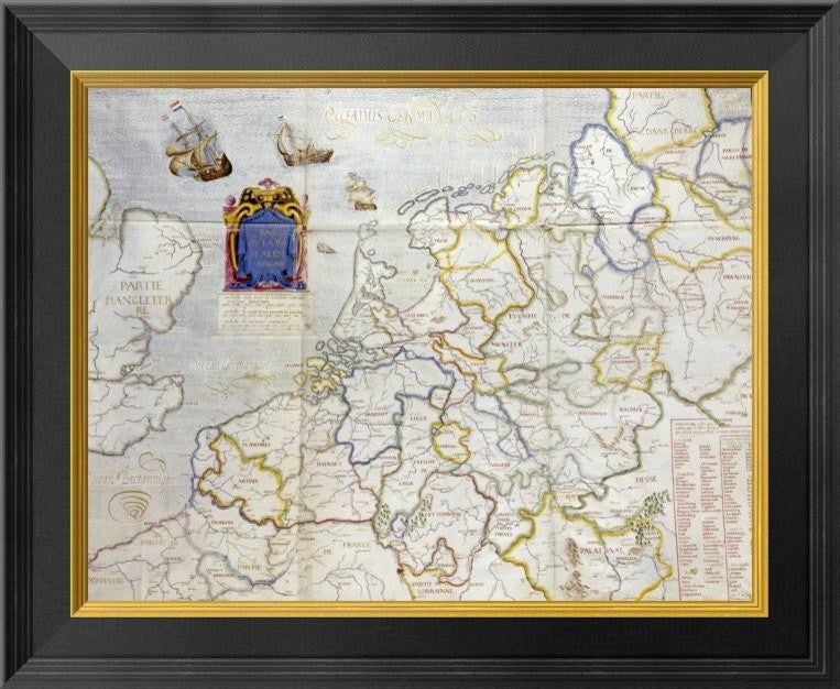 "Watercolour Map of Northern Europe"  by Salomon De Caus, 20x17"