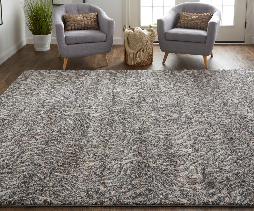 Weave & Wander Kayden Beige/Charcoal Gray Rug, 5' X 8'