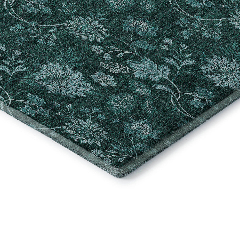 Premium Machine Washable Mayfield AMF680 Teal 1'8" x 2'6" Rug