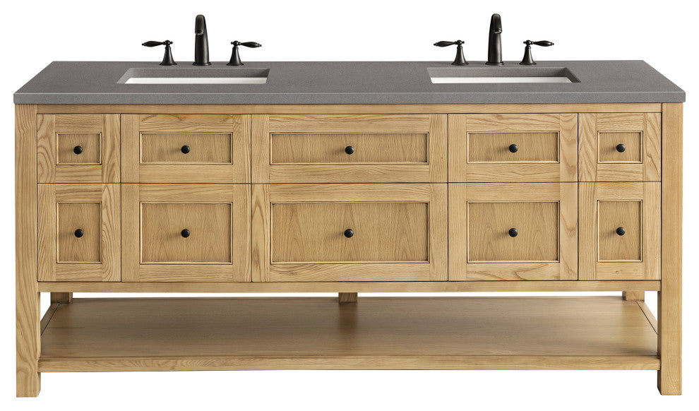 Breckenridge 72" Double Vanity, Light Natural Oak, 3CM Grey Expo Top